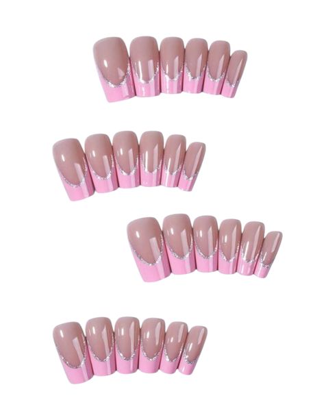 Pink French Nails with Sliver