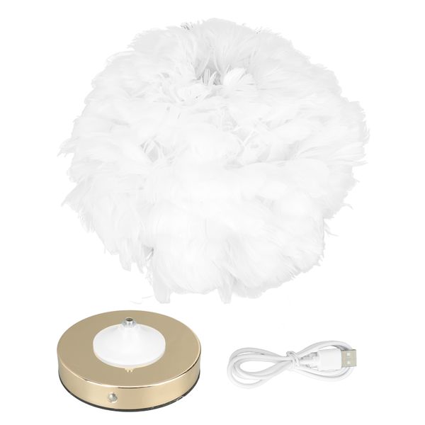 Stepless Dimming White Feather Table Lamp (USB)