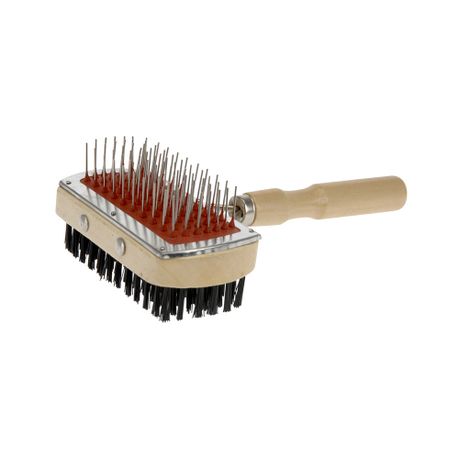 Wooden Dog Brush with Hard & Soft Bristles - Double Sided Brush Image