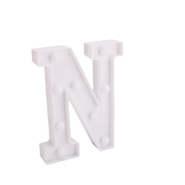 White Plastic Wall Mount 22 cm LED Letter N
