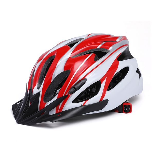 Red and White Adult Bike Helmet One-Piece Adjustable Riding Helmet