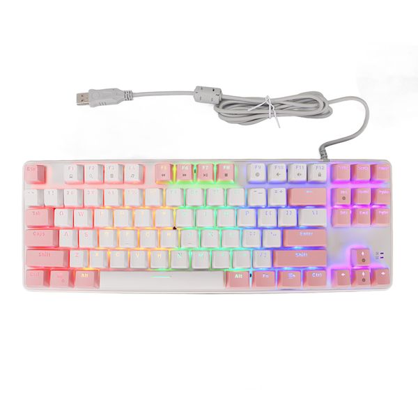87-Key RGB Keyboard (White/Pink)