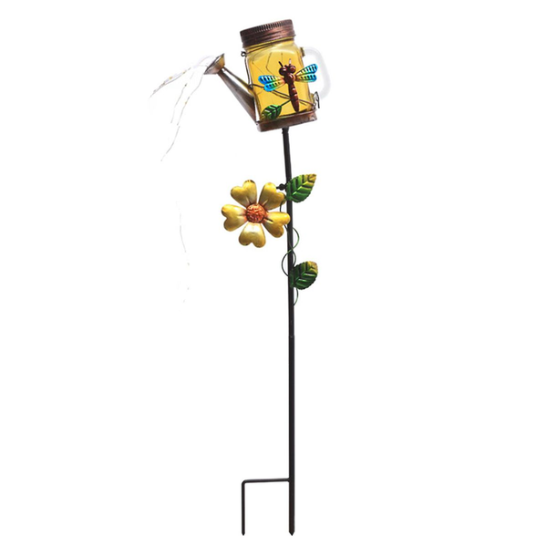 Solar Waterfall Lights, Outdoor Glass Solar Watering Can Light