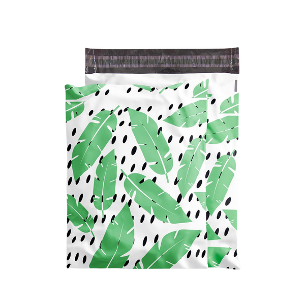 Adhesive Gift Bag Green Leaf Design image