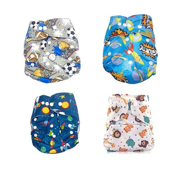 4 Piece Comfy Reusable and Adjustable Snaps Infant Diaper Nappies