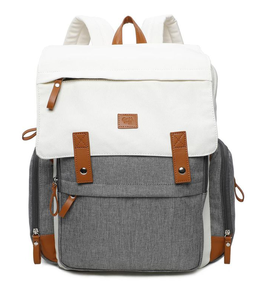 George &amp; Mason Baby - Nappy Backpack With Changing Mat - Grey &amp; Cream