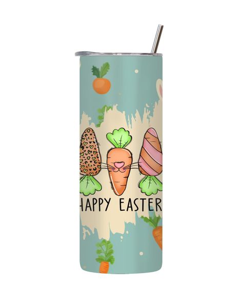 Happy Carrot 20 Oz Tumbler with Lid Straw Easter Graphic Design Present 086