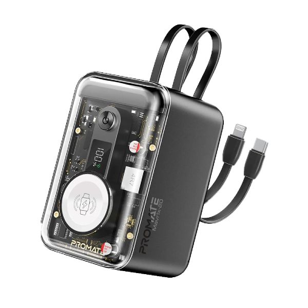 Promate Mavrix-20 20000mAh Transparent Smartphone, Apple Watch Power Bank