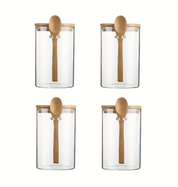 Glass and Bamboo Food Prep Jars