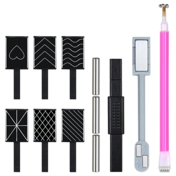 12 Piece - Magnetic Nail Tool Set For Cat Eye Gel Polish - Multi-Color