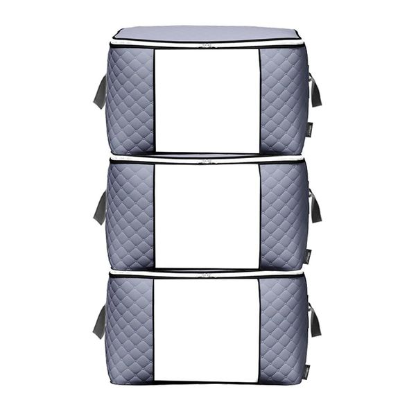 Large Closet Organizer Storage Bags for Bedding Blankets Clothing-3 - Pack