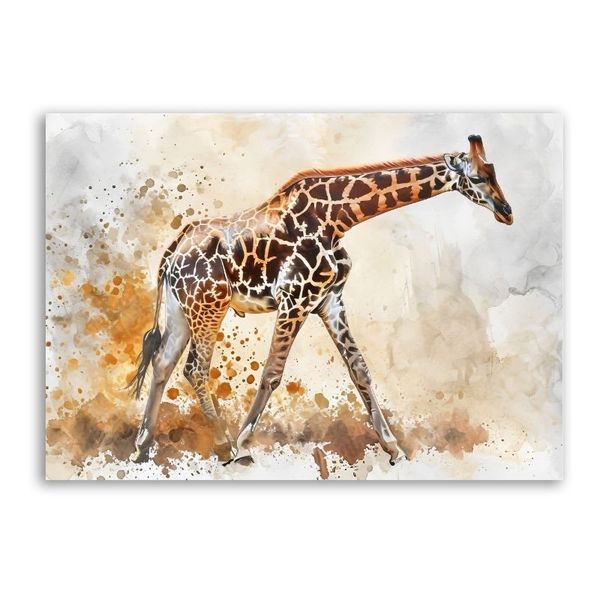 Watercolour Giraffe Canvas Abstract Wall Art