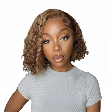 Luvée 10 inch 4/27 Piano Short Water Wave Wig - Human Hair Lace Front Image