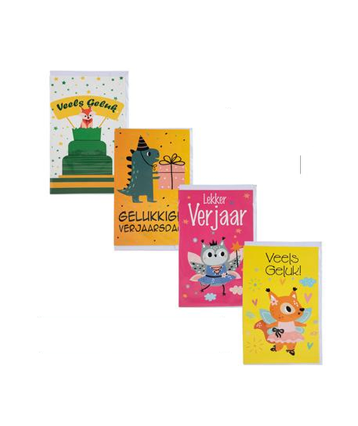 Afrikaans Birthday Card &amp; Envelope -Girl x 4