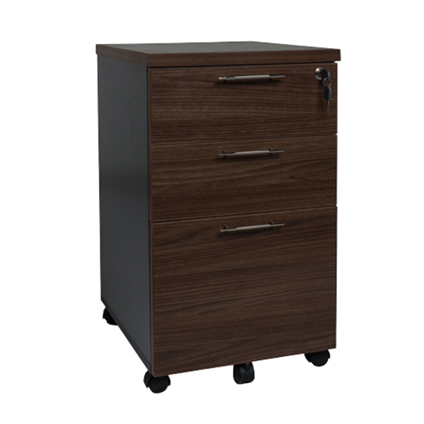 Axa Mobile 3 Drawer Unit - Walnut/Dark Grey