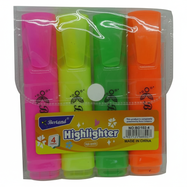 Brainware Pastel Highlighters Set, 4 Piece for Study and Art