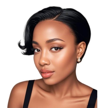 Golden Perfect Bob Cut Straight Pixie Wig Brazilian Human Hair-13x4 HD Lace Image