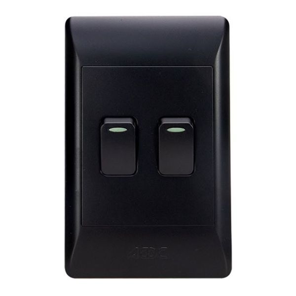 ACDC - 2-lever 1-way Switch 2x4 C/w Black Cover Plate