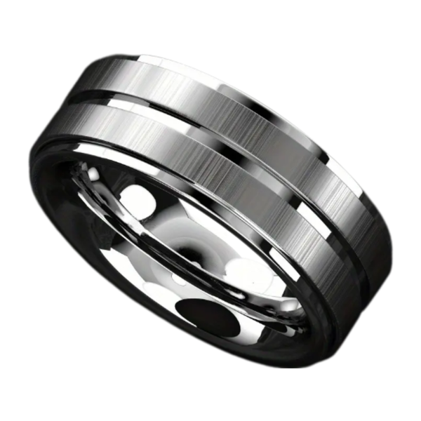 Men's Double Line Black Tungsten Wedding Band