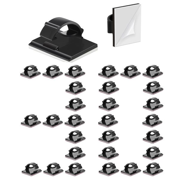 30pcs NeatCord Self-Adhesive Tidy &amp; Secure Wire Management Cable Clips
