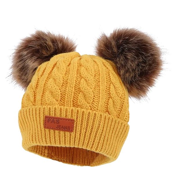 Two Pompom Girls Winter Beanie hat Three Piece Set