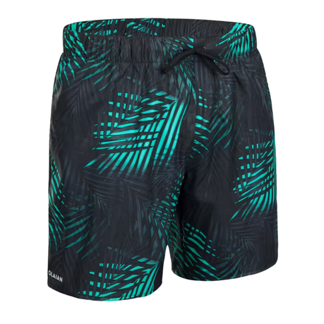 Olaian Men s Swim Shorts 15 100 Palm Black Turquoise Daily Sale Shop