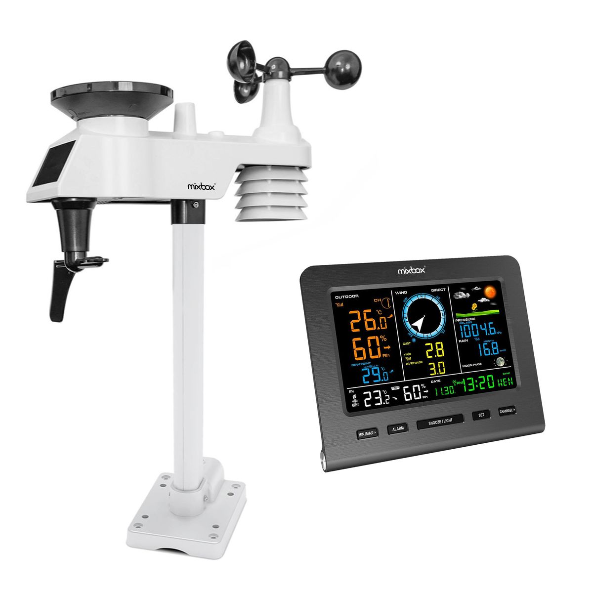Mix Box Weather Station Digital LCD Solar Calendar Alarm Clock-7 In 1