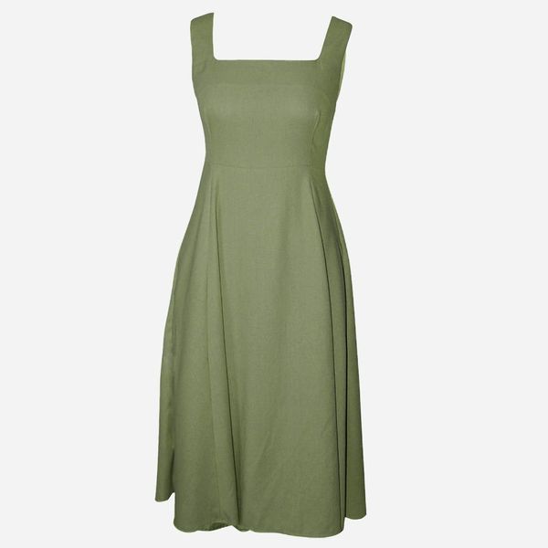 Nucleus Heritage Midi Dress - Linen Blend with Pockets