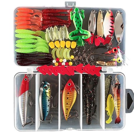 Camping Bass Fishing Tackle Box, Lures & Accessories Set of 92