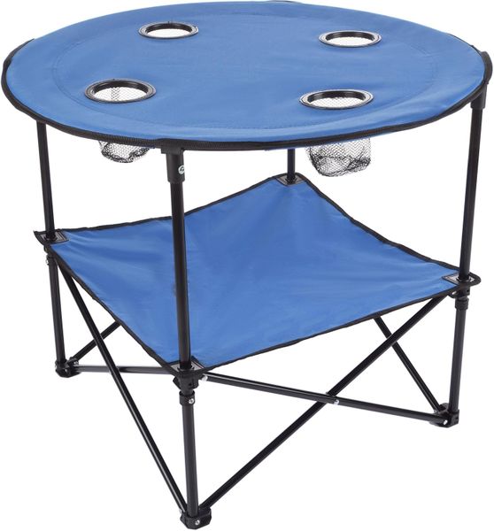 Folding Picnic Table Camping Portable with 4 Cup Holders&amp;Carrying Bags-Blue