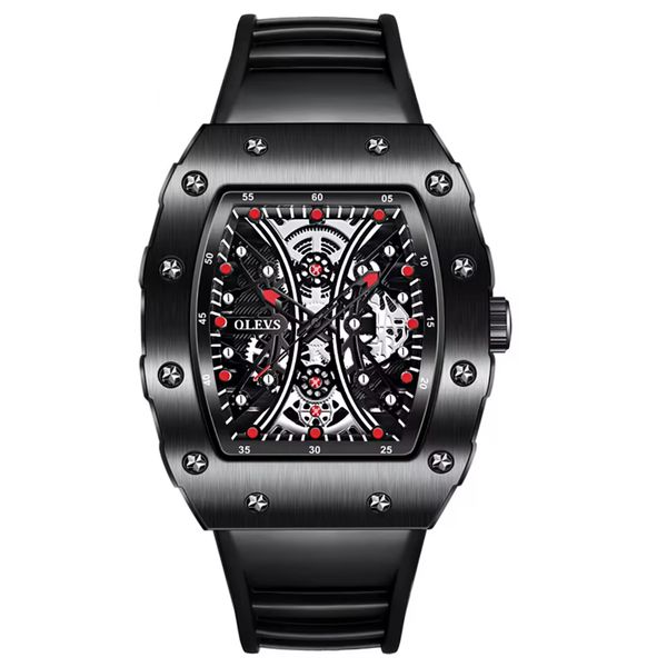 OLEVS Rugged Men's Gotham Analogue Quartz TPU Rubber Strap Watch Red
