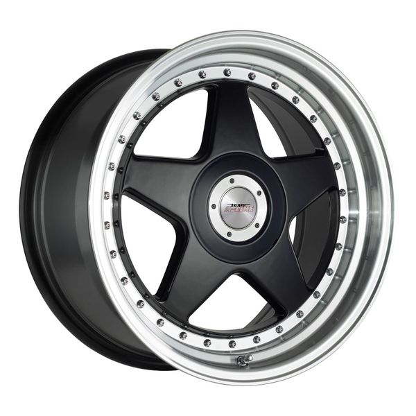 17" Rim Swag 4/100 &amp; 4/114 Alloy Mag Wheels Black with Silver Lip-Set of 4
