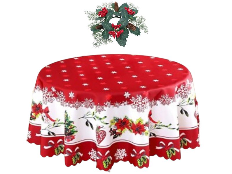 Snowflake Charm Round Tablecloth (180cm) + Wreath ( 35cm)