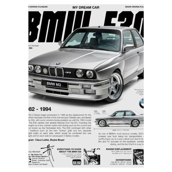 My Dream Car E30 Collage - A1 Poster