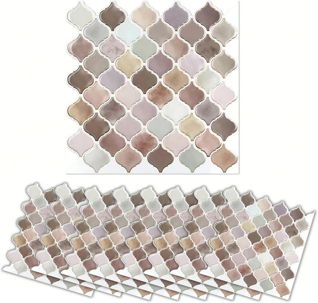 12P 3D Wallpaper Bath Wall Panel Arabesque Tile Stickers Kitchen Backsplash