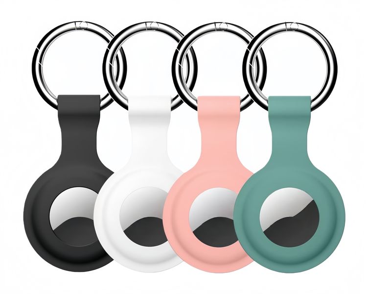 4 Pack Silicone Protective Case With Keychain Compatible With Apple AirTag