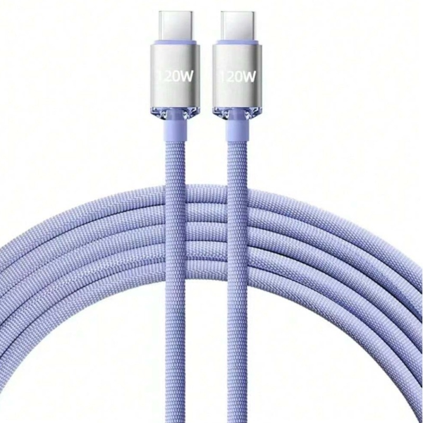 120W 6A Type C to Type C PD Fast Charging Nylon Data Cord