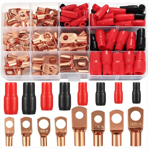 Tube Cable Lug Set 120 Pieces Pipe Cable Lugs Set Compatible with Universal