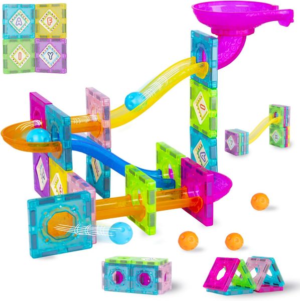 91 Piece Magnetic Tiles Marble Run