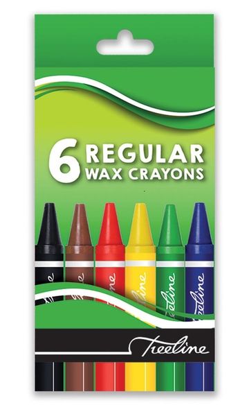 Treeline Regular Wax Crayons 6 Piece Assorted Per Pack - Box of 10 Packs