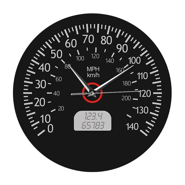 Speedo 30cm Decor Wall Clock - Round Black Speedometer Watch