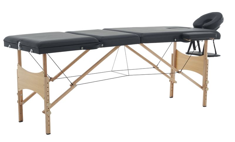 Portable Extra Width Folding Massage Table Bed - 3 Section Brown
