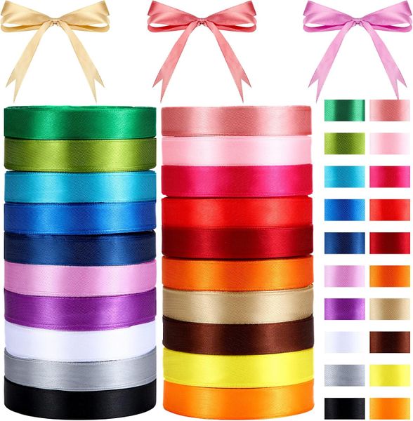 20 Rolls Satin Ribbon-10mm W - Gift Wrapping Decor,22M/Roll