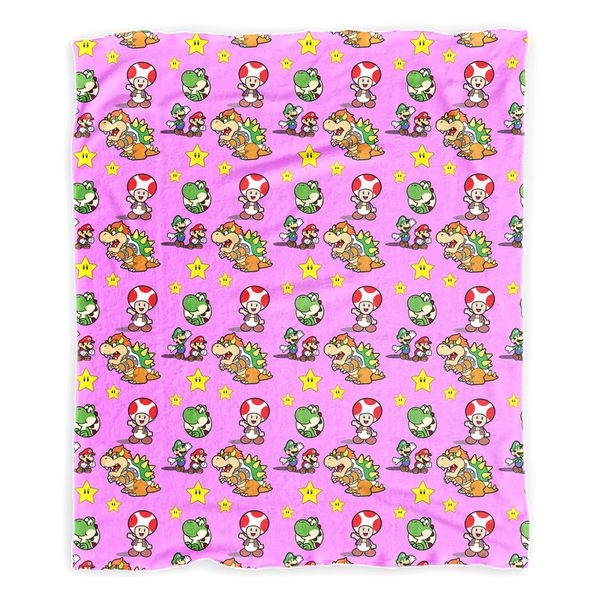 Super Mario And Friends Pink Minky Blanket