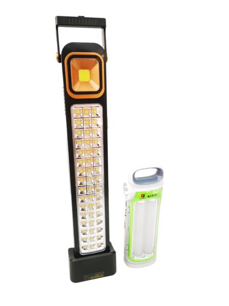 Solar Stand Up 48 LED &amp; Hand Help Light/ Torch Set With Power Bank - 2Pc