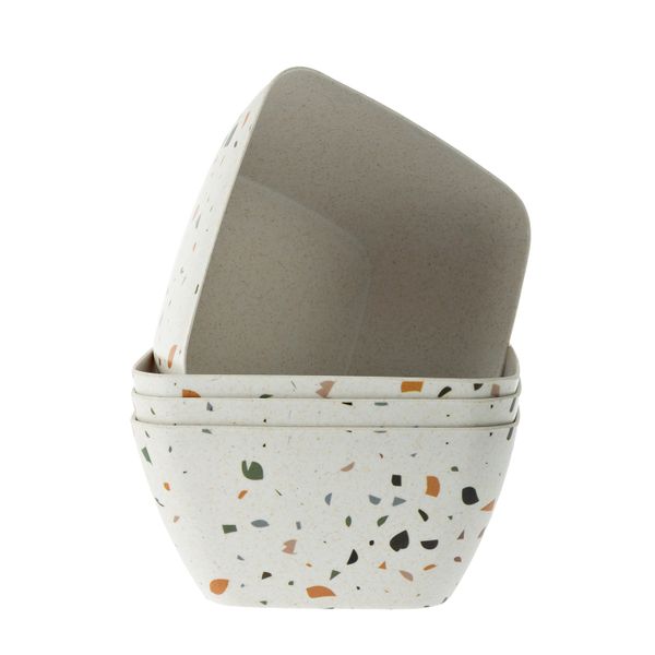 George &amp; Mason -Terrazzo Square 4 Pack Bamboo Fibre Bowls