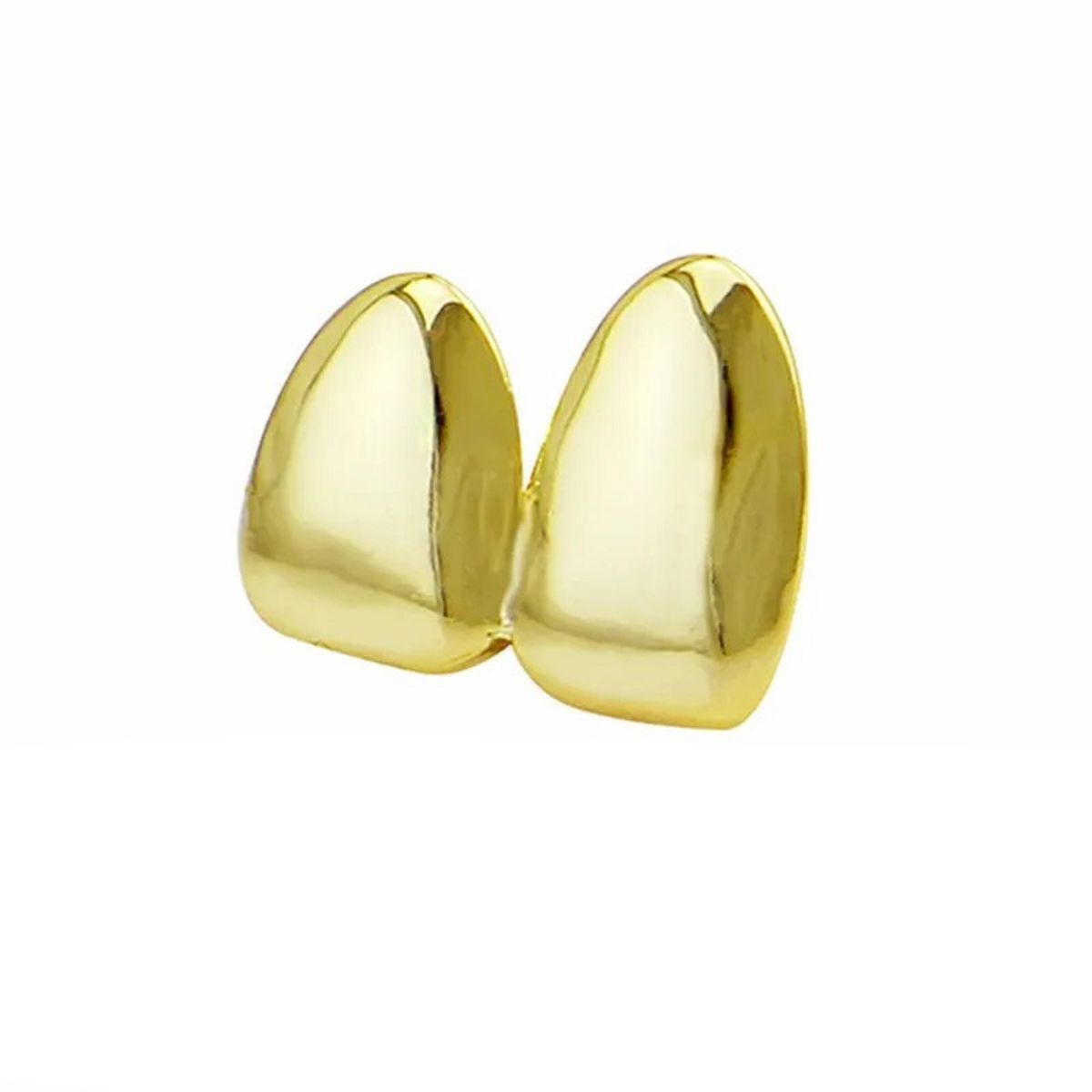 Clip On Double Teeth Cap Grillz In Gold Plated Or Silver Plated Finish