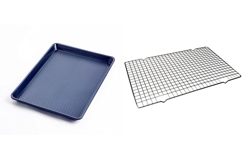Non-Stick Diamond Ridged Surface Baking Tray + Cake Cooling Rack