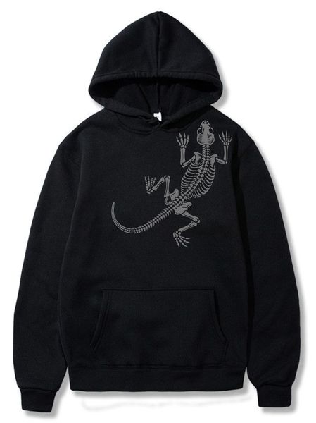 Gamer -Lizard shoulder print Black hoodie silver print