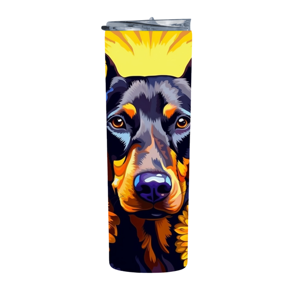 Sunflower Doberman Yellow 20 Oz Straight Skinny Tumbler 003